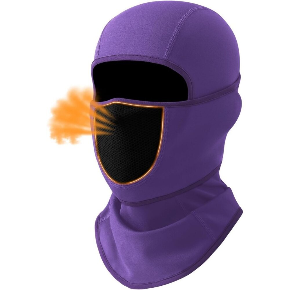 Women's Face Ski Mask with Movable Design Fleece Winter Face Cover Purple